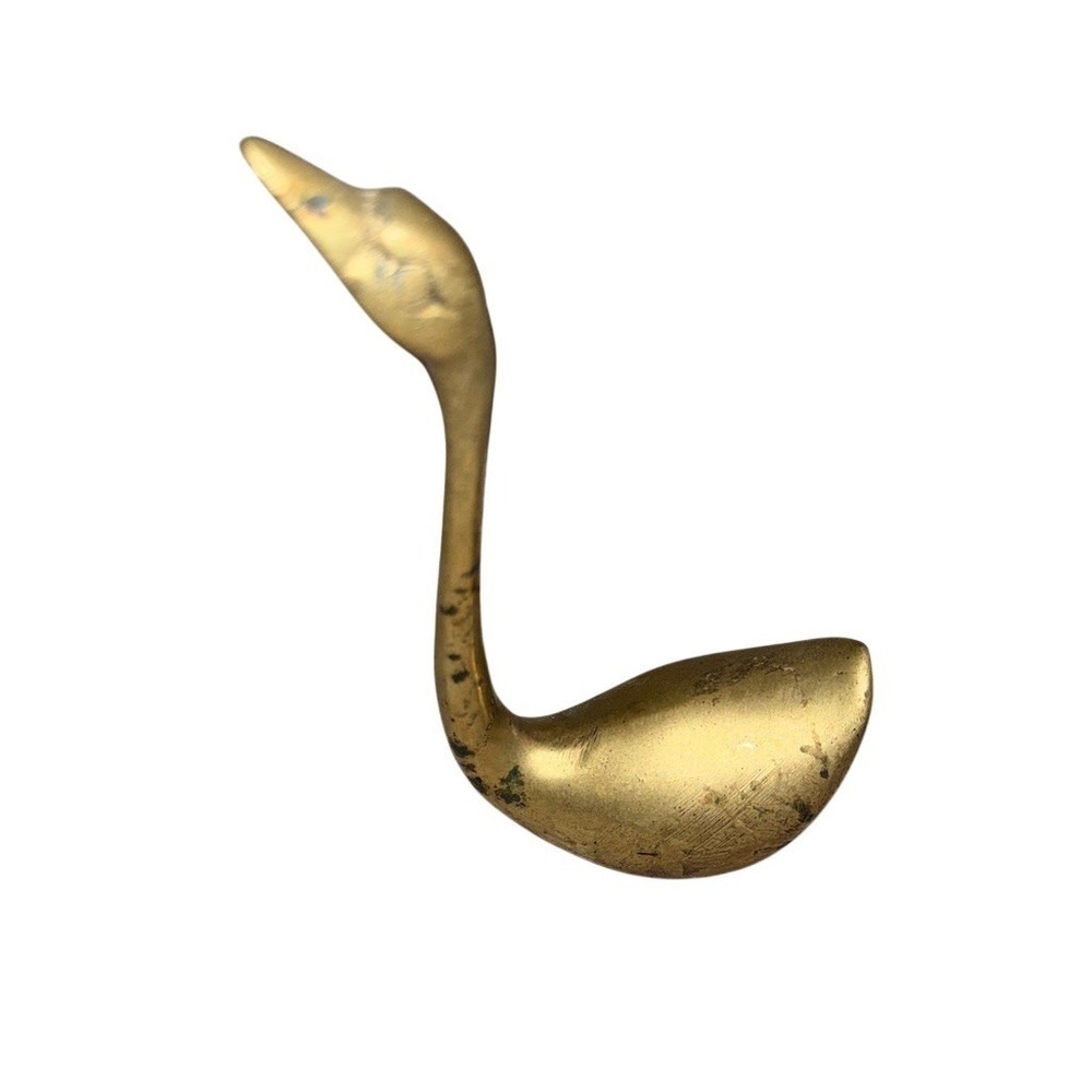Vintage Brass Swan Figurine Gold Mid-Century Modern Tabletop Decor Classic retro